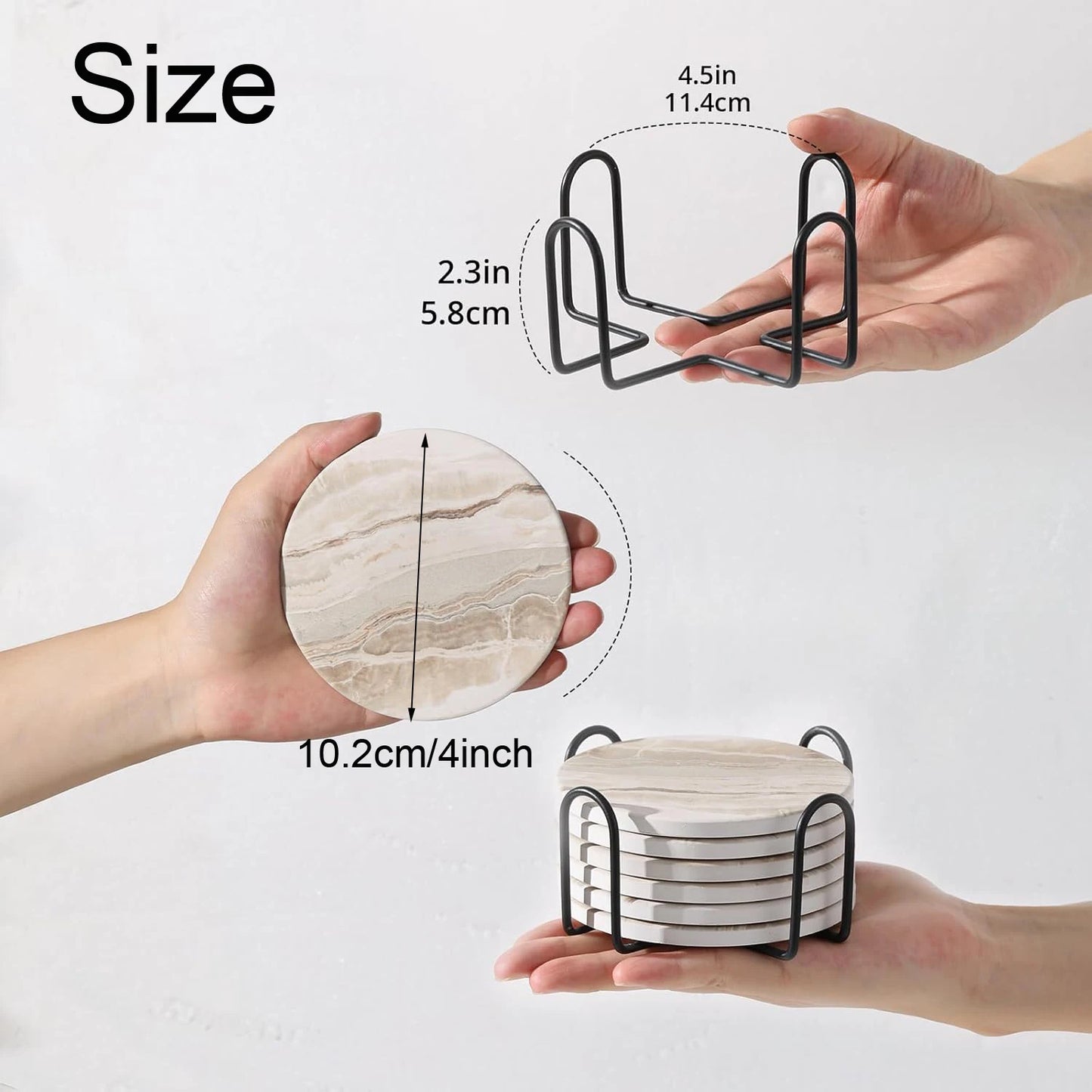 Marble Ceramic Coaster Set of 6 with Holder Table Decor Home Accessories