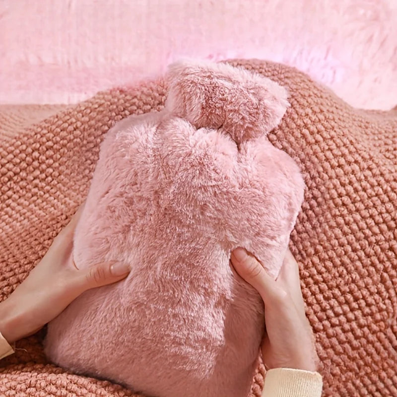 Plush Cover Hot Water Bottle 1L and 2L Leak-Proof Warm Winter Comfort Home Decor