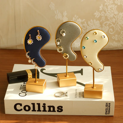 Ear-Shaped Earring Display Stand Microfiber Jewellery Organiser Home Decor