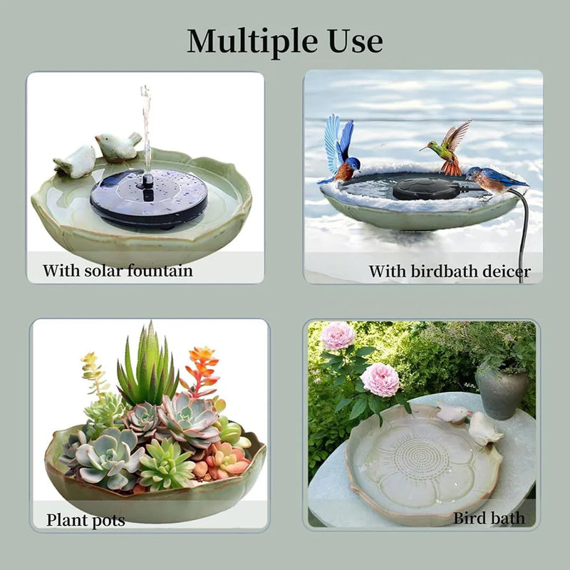 Ceramic Bird Bath Bowl Multifunctional Outdoor Garden Hummingbird Feeder