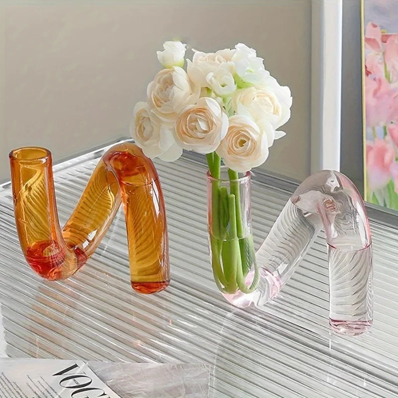 Nordic Irregular Glass Vase Coloured Transparent Centrepiece Home Decor