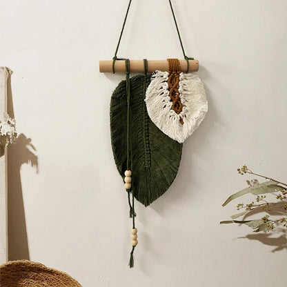 Handmade Macrame Leaf Wall Hanging Boho Woven Leaves Tapestry Home Decor