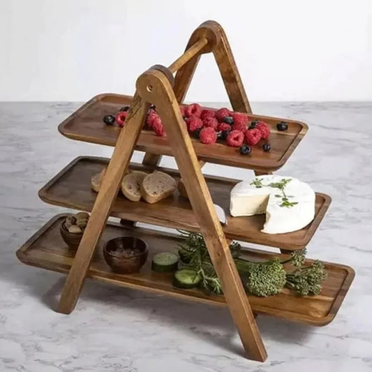 Wooden 3 Tier Tray Cake Stand Farmhouse Tiered Serving Kitchen Decor