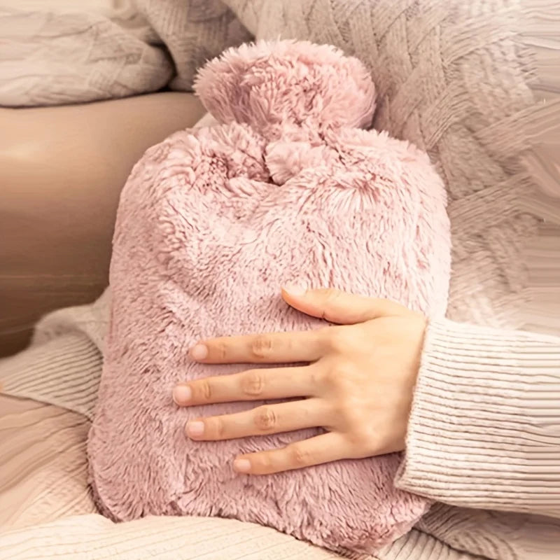 Plush Cover Hot Water Bottle 1L and 2L Leak-Proof Warm Winter Comfort Home Decor