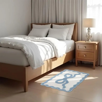 Bow Bath Mat Scalloped Non Slip Coquette Bathroom Bedroom Floor Rug