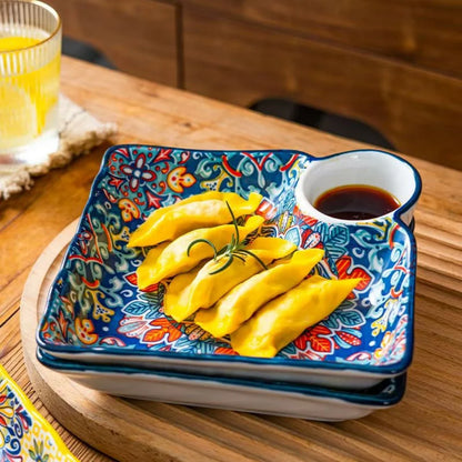 Bohemian Dumpling Plate Ceramic Segmented Breakfast Dish