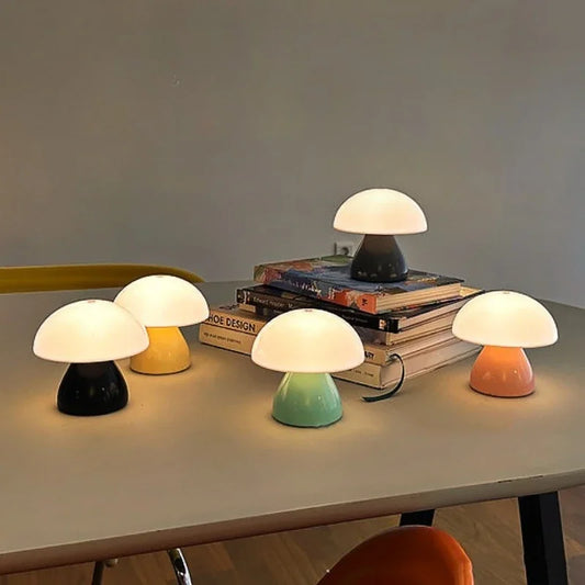 Mushroom Table Lamp Touch Dimming Rechargeable Bedside Lamp Bedroom Decor