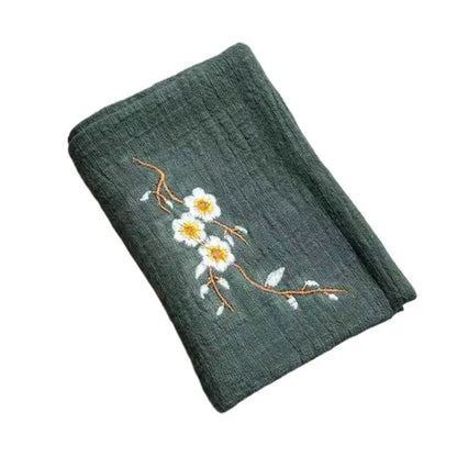 Embroidered Cotton Linen Kitchen Tea Towel Soft Absorbent Home Decor