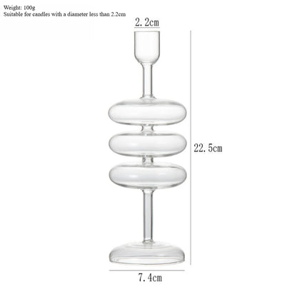 Nordic Coloured Glass Taper Candle Holder Dining Table Decor