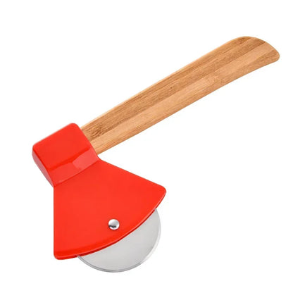 Stainless Steel Pizza Cutter Bamboo Handle Rotating Blade Kitchen Decor