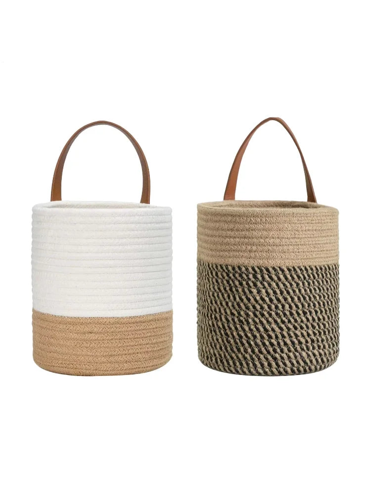 Handwoven Rope Storage Basket Natural Cotton Organiser Home Decor