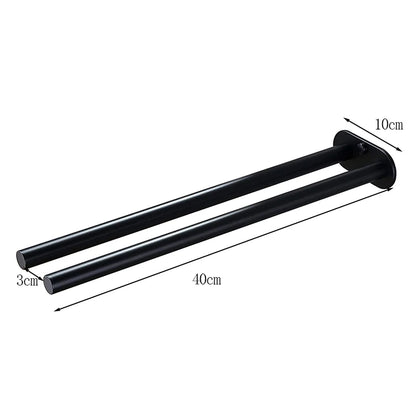 Stainless Steel Wall Mounted Towel Bar Single Double Black Silver Bathroom Decor