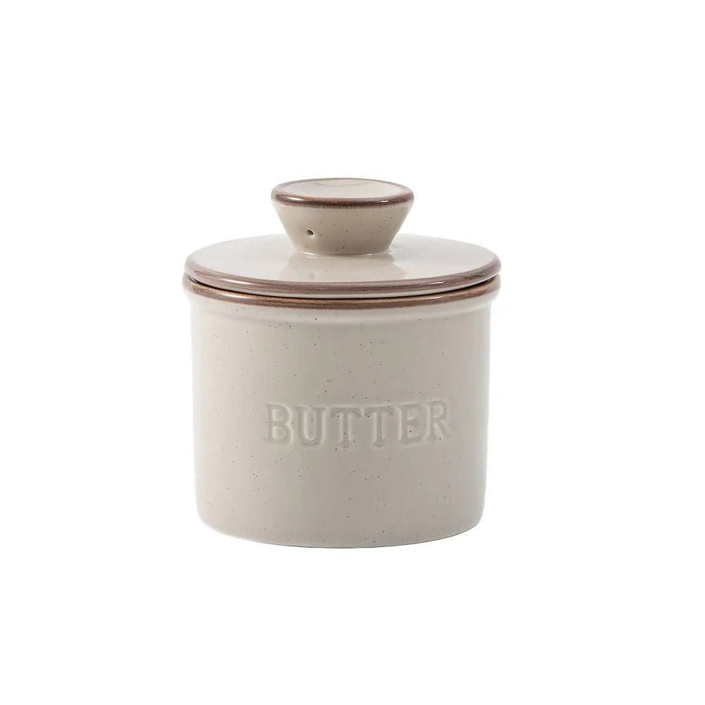 Artisan Kiln Turned Ceramic Butter Dish with Lid Kitchen Counter Decor
