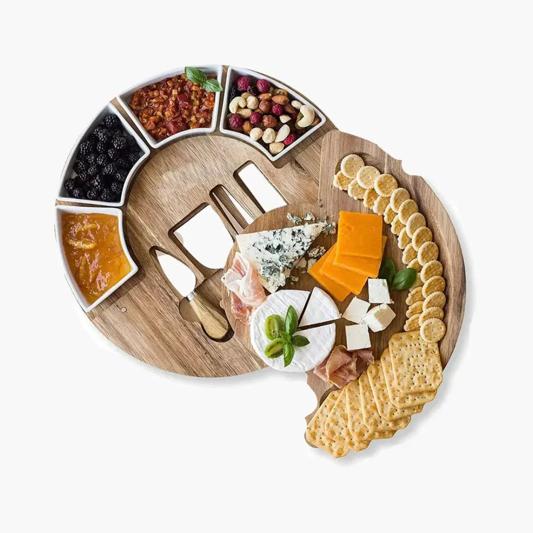 Acacia Wood Cheese Board and Knife Set Charcuterie Board Home Decor