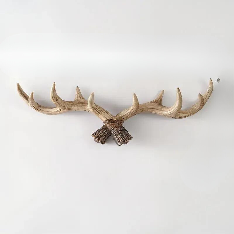 Resin Antler Wall-Mounted Coat Rack Multi-Hook Vintage Entryway Storage Home Decor