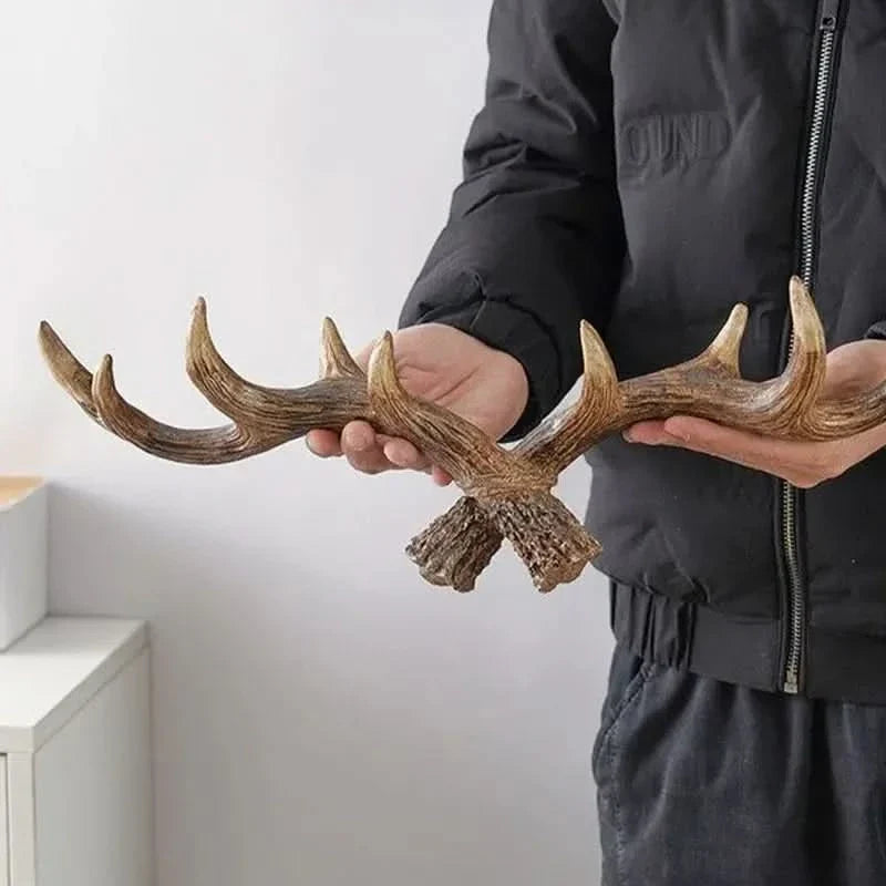 Resin Antler Wall-Mounted Coat Rack Multi-Hook Vintage Entryway Storage Home Decor