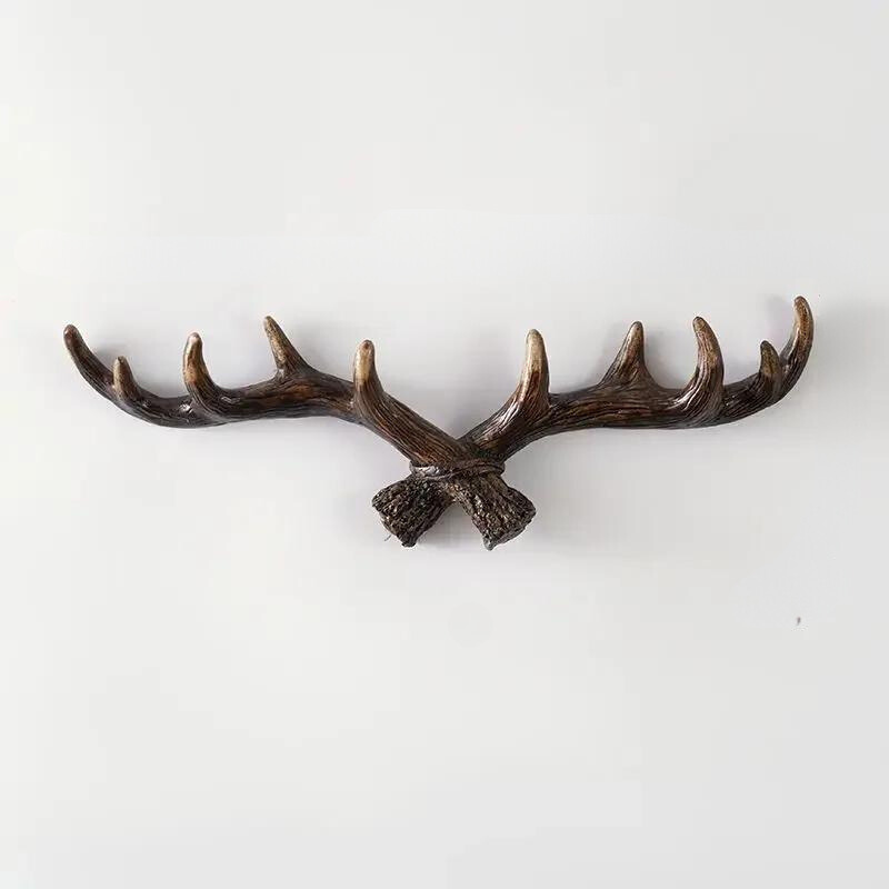 Resin Antler Wall-Mounted Coat Rack Multi-Hook Vintage Entryway Storage Home Decor