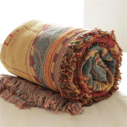 World Map Cotton Throw Blanket Vintage Print Sofa Blanket Multiple Sizes