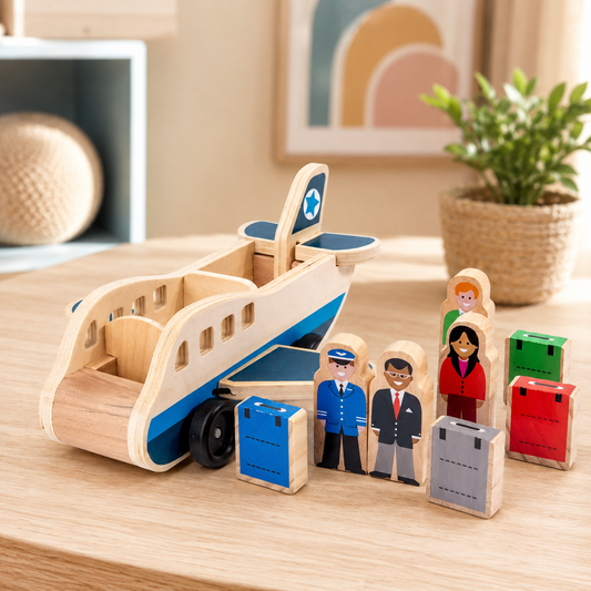 Wooden Aeroplane Toy Montessori Nursery Shelf Toddler Gift