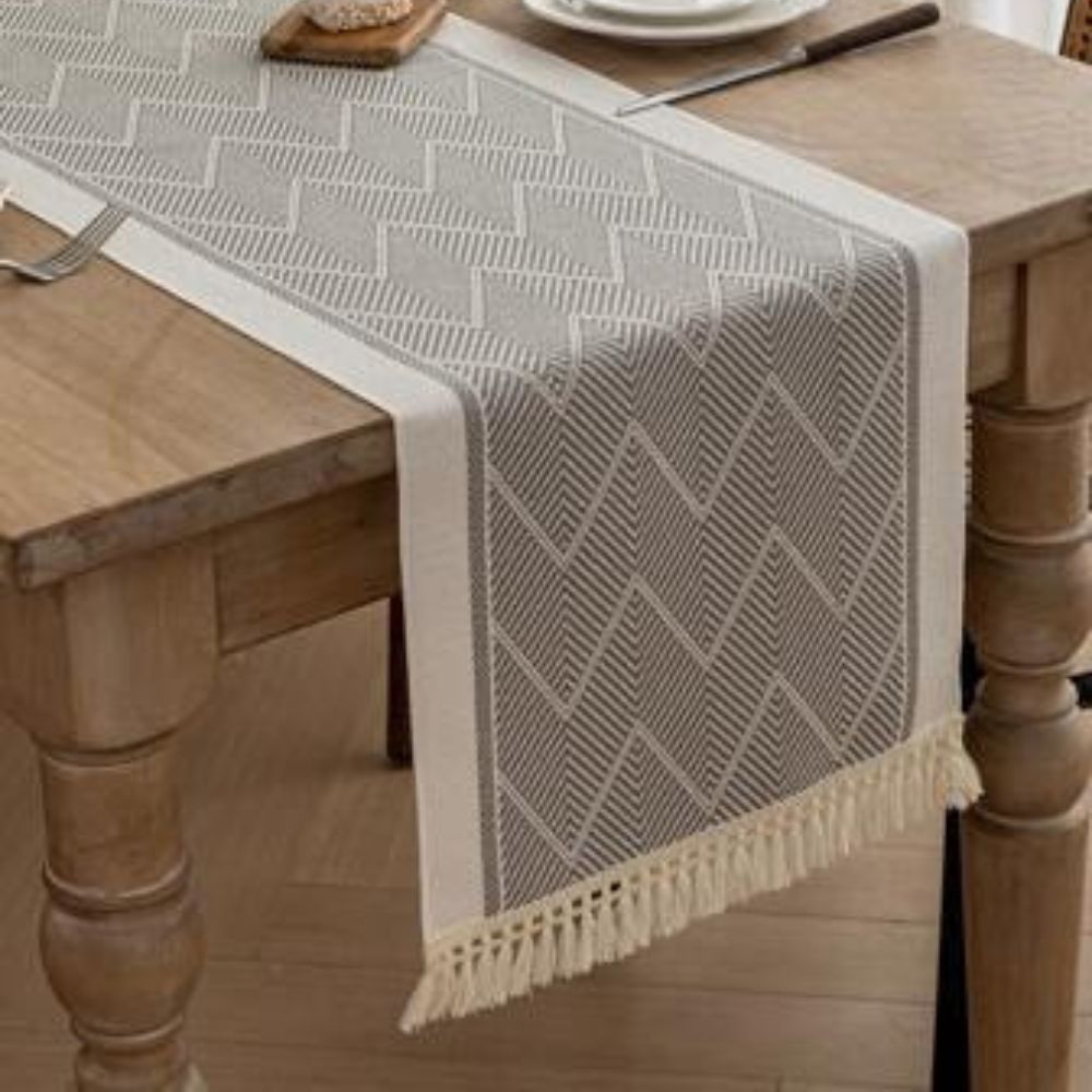 Woven Zigzag Texture Table Runner Dining Table Linen Home Decor