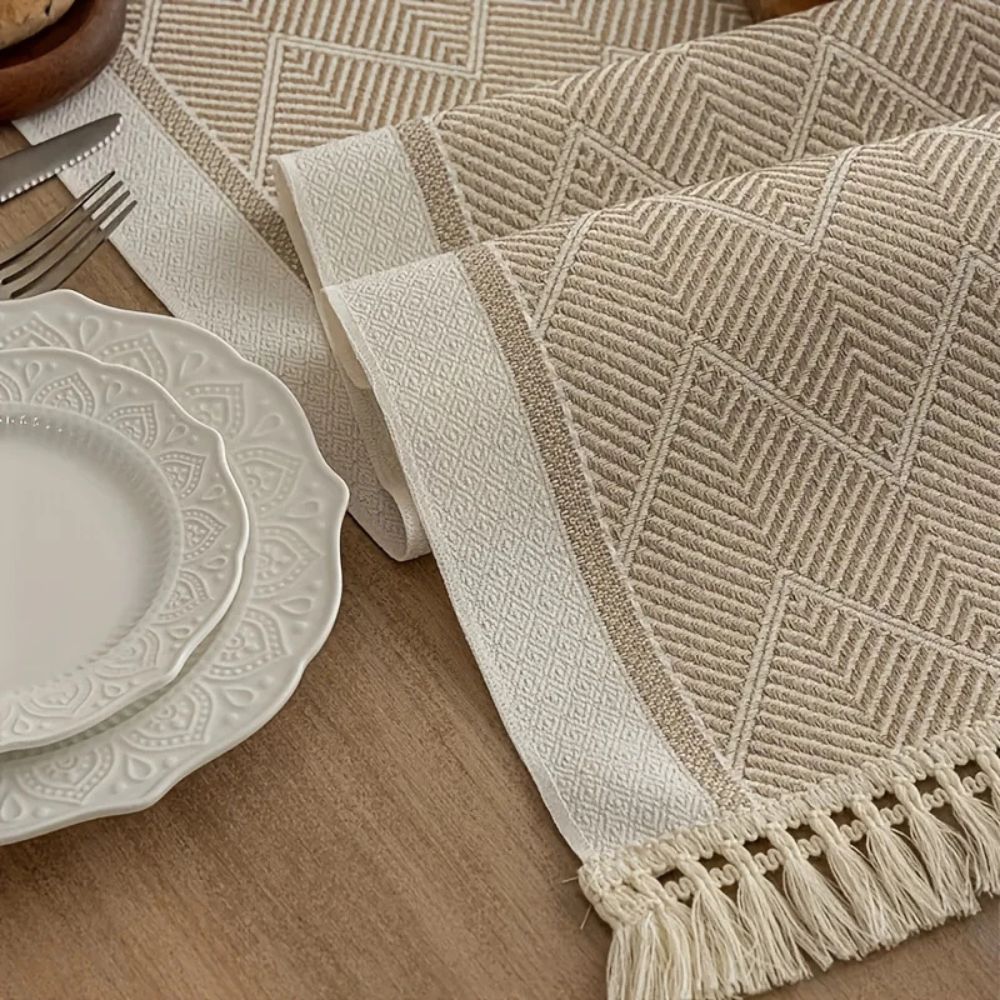 Woven Zigzag Texture Table Runner Dining Table Linen Home Decor