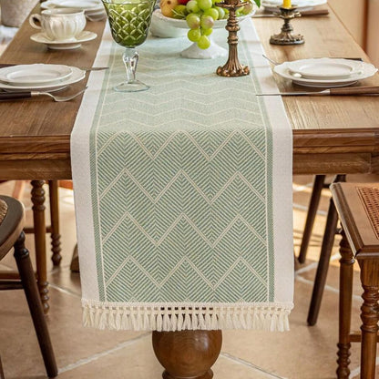 Woven Zigzag Texture Table Runner Dining Table Linen Home Decor