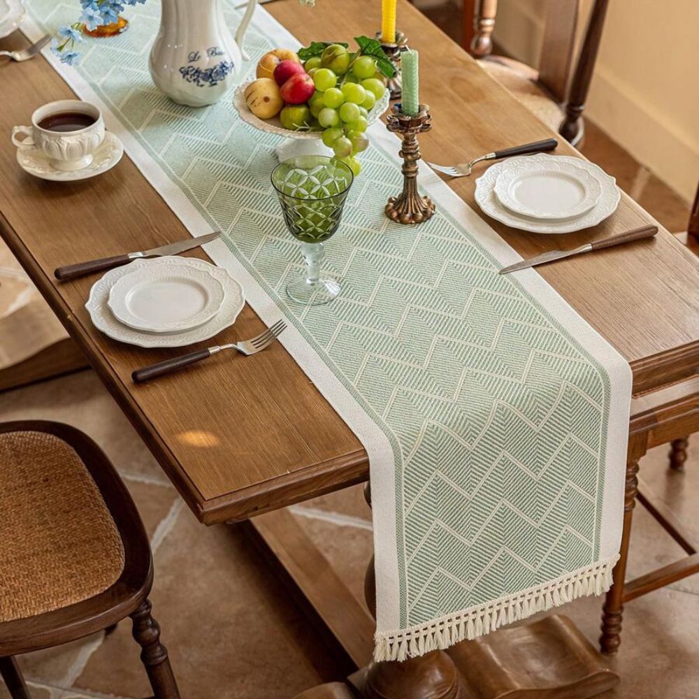 Woven Zigzag Texture Table Runner Dining Table Linen Home Decor