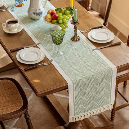 Woven Zigzag Texture Table Runner Dining Table Linen Home Decor