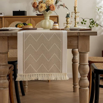 Woven Zigzag Texture Table Runner Dining Table Linen Home Decor