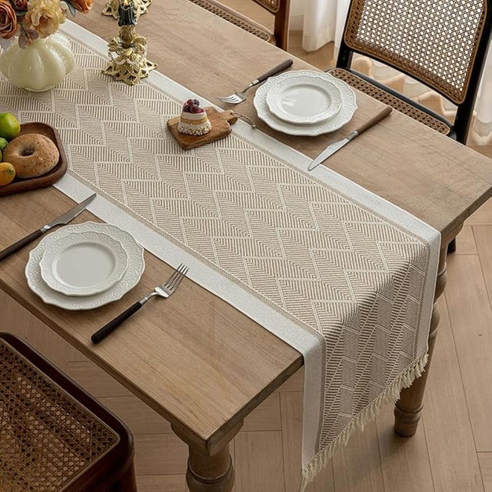 Woven Zigzag Texture Table Runner Dining Table Linen Home Decor