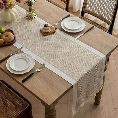 Woven Zigzag Texture Table Runner Dining Table Linen Home Decor