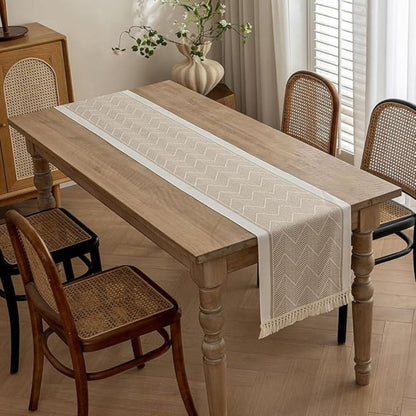 Woven Zigzag Texture Table Runner Dining Table Linen Home Decor