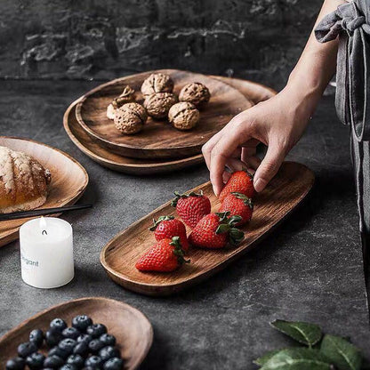 Acacia Wood Serving Tray Set 5-Piece Entertaining Board Home Decor