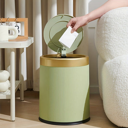 Luxury Oval Press-Top Trash Can with Dual Inner Bucket Bathroom Home Decor