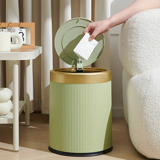 Luxury Oval Press-Top Trash Can with Dual Inner Bucket Bathroom Home Decor