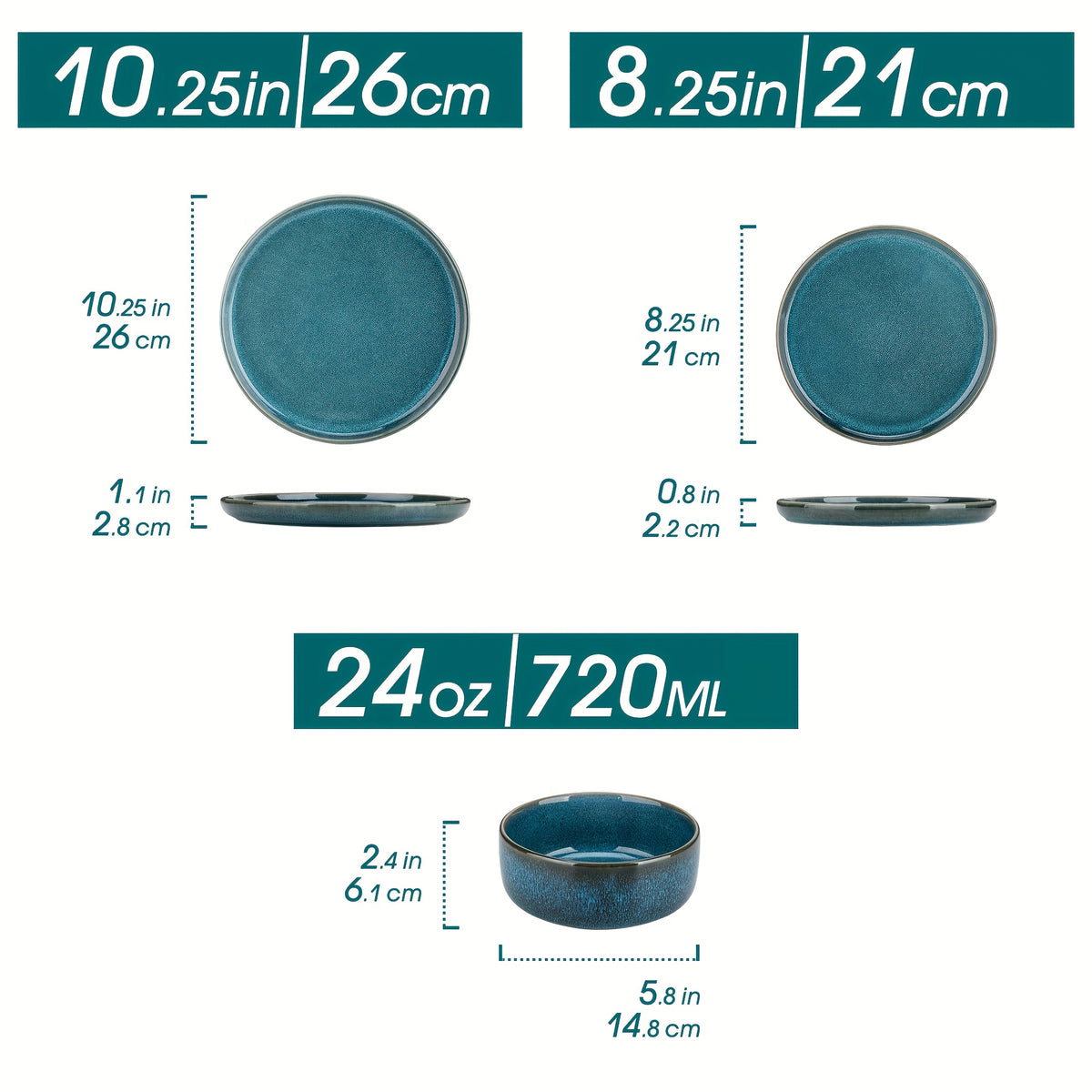 Ceramic Dinnerware Set 12 Pieces Plates Bowls Table Setting Dining Decor