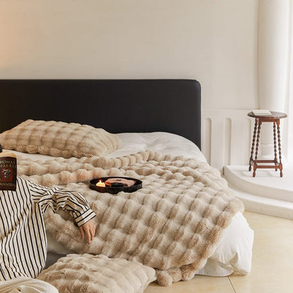 Rabbit Faux Fur Throw Blanket Luxury Plush Sofa Blanket Winter Home Decor