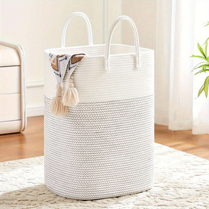 Extra Large Woven Cotton Laundry Hamper with Handles Home Decor