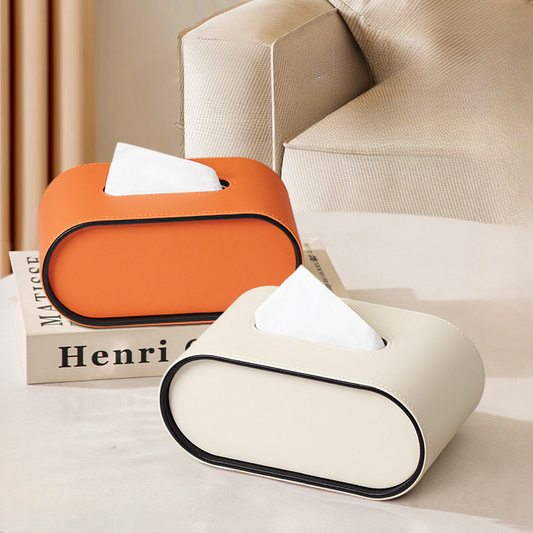 Leather Tissue Box Cover Premium PU Minimalist Bathroom Bedroom Decor
