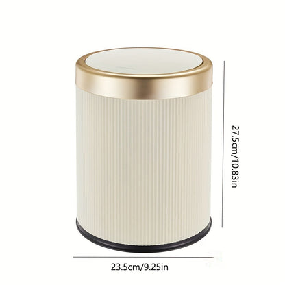 Luxury Oval Press-Top Trash Can with Dual Inner Bucket Bathroom Home Decor