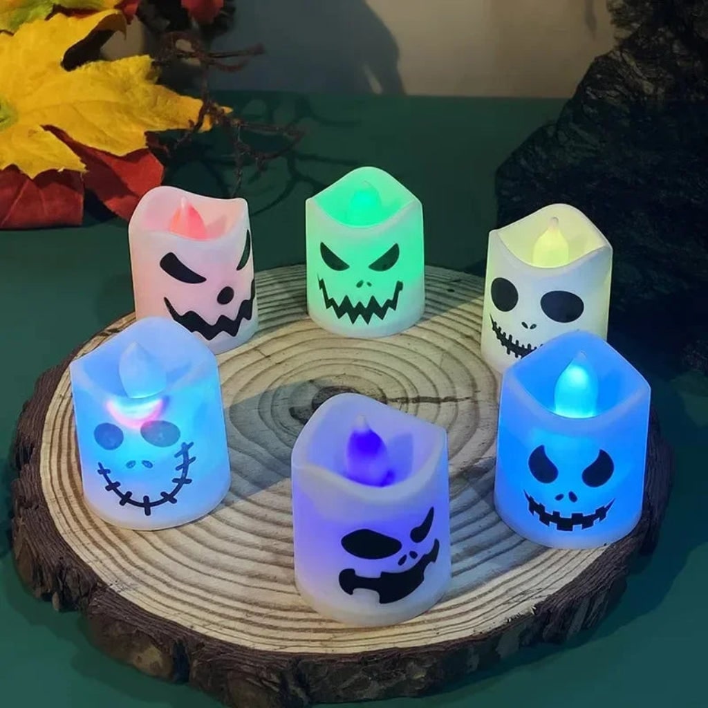 LED Tea Light Candle Set Halloween Flameless Table Decor