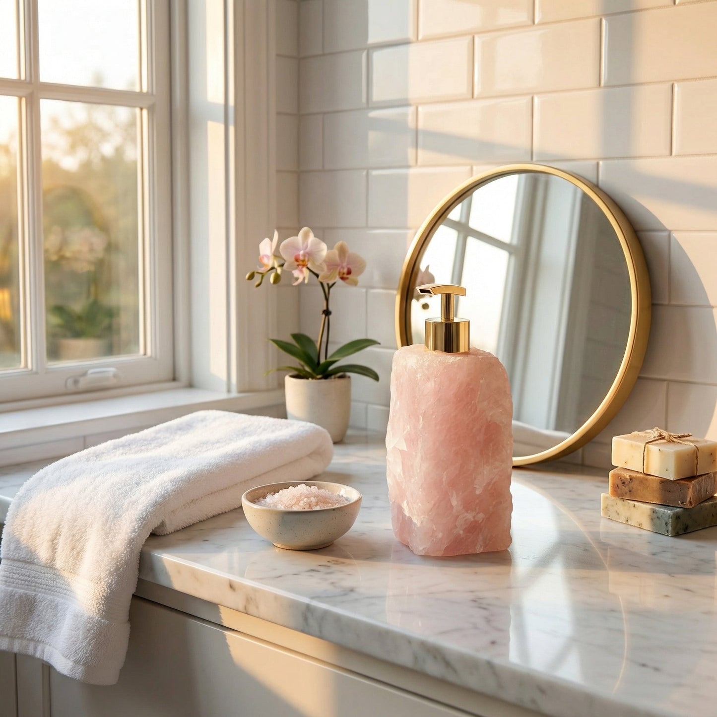 Crystal Quartz Texture Soap Dispenser Luxury Bathroom Vanity Decor