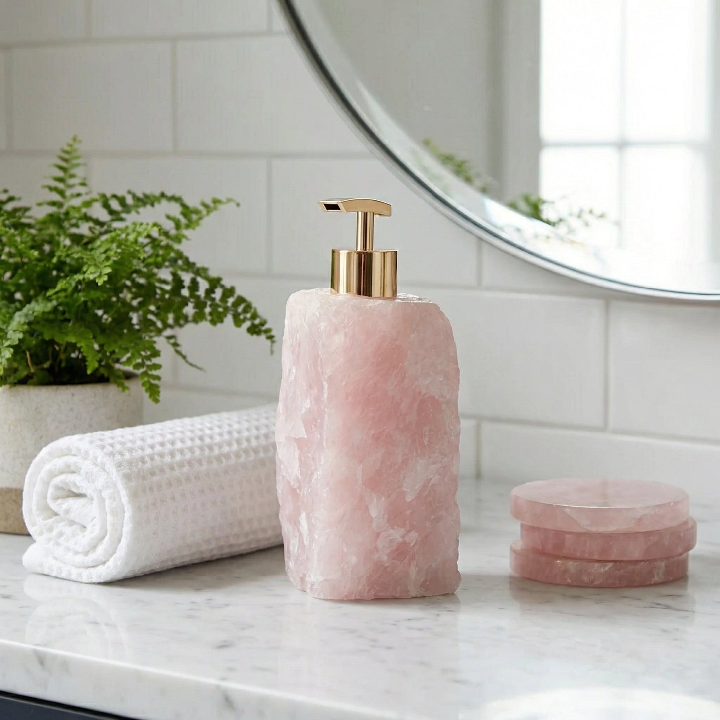 Crystal Quartz Texture Soap Dispenser Luxury Bathroom Vanity Decor