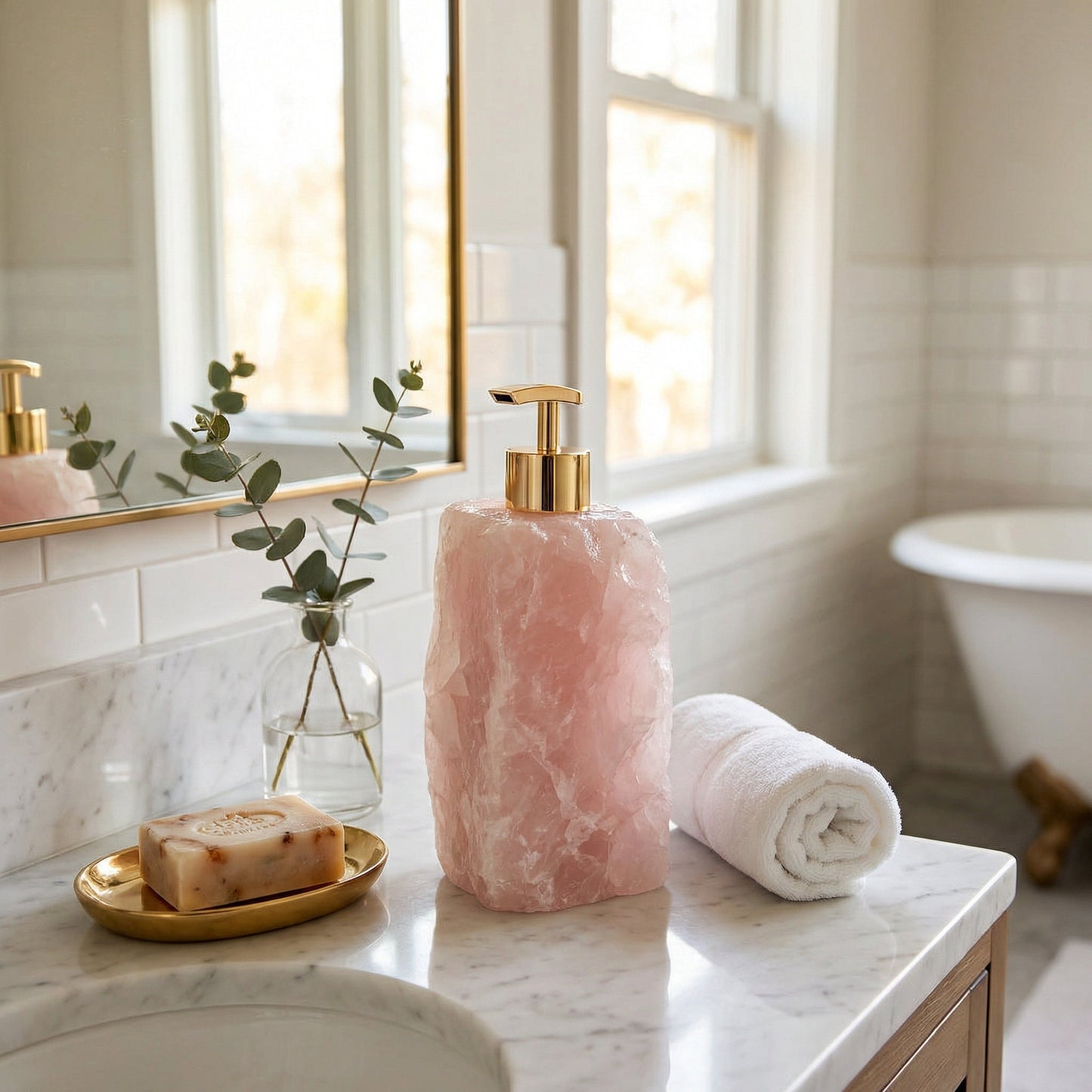 Crystal Quartz Texture Soap Dispenser Luxury Bathroom Vanity Decor