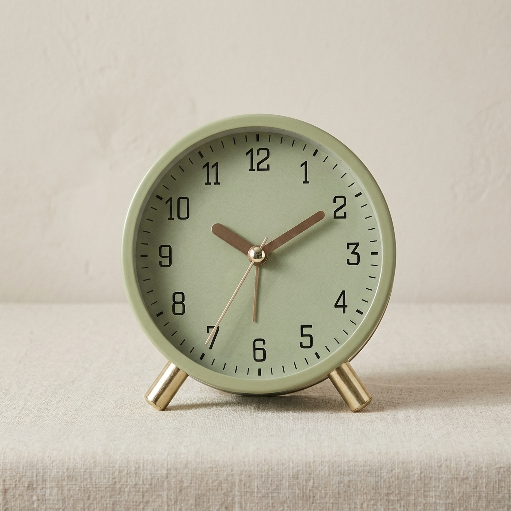 Scandinavian Silent Table Clock Metal and Glass Battery Powered Desk Home Decor