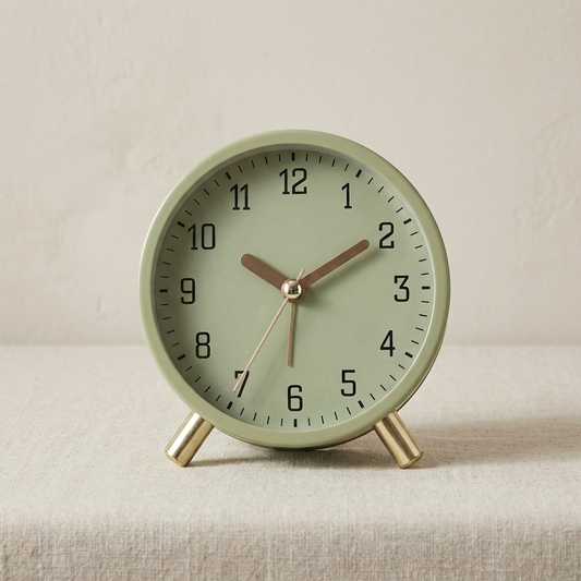 Scandinavian Silent Table Clock Metal and Glass Battery Powered Desk Home Decor