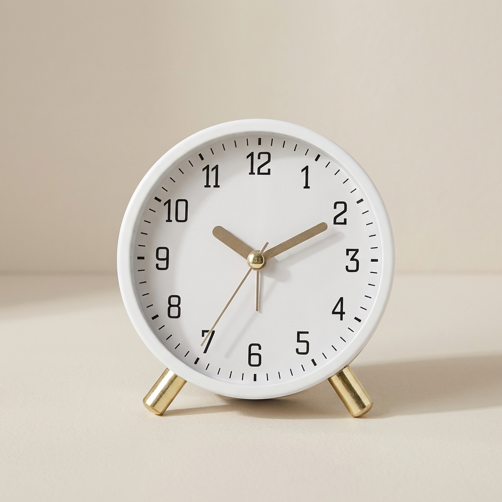 Scandinavian Silent Table Clock Metal and Glass Battery Powered Desk Home Decor