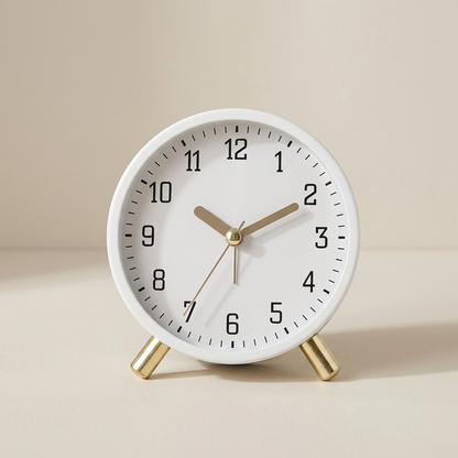 Scandinavian Silent Table Clock Metal and Glass Battery Powered Desk Home Decor