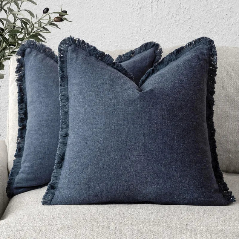 Ruffled Cotton Linen Cushion Cover Decorative Sofa Pillow Cover Home Decor