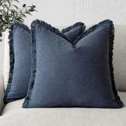Ruffled Cotton Linen Cushion Cover Decorative Sofa Pillow Cover Home Decor
